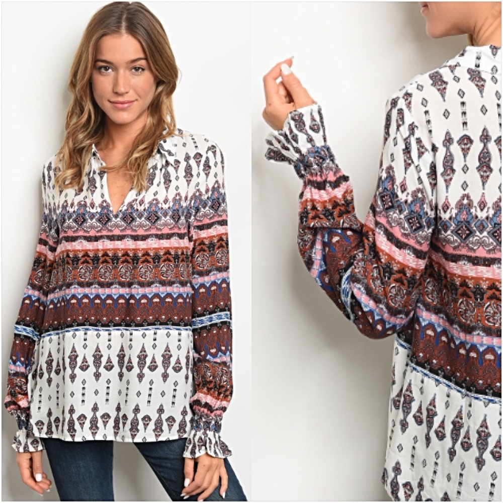 📍SALE Bohemian Beautiful Blouse Tunic Top S - Picture 5 of 8